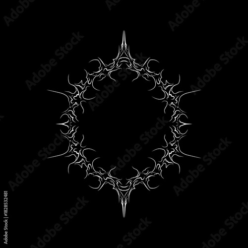 neo tribal frames, gothic style with futuristic abstract shapes, dark tattoo decorative borders