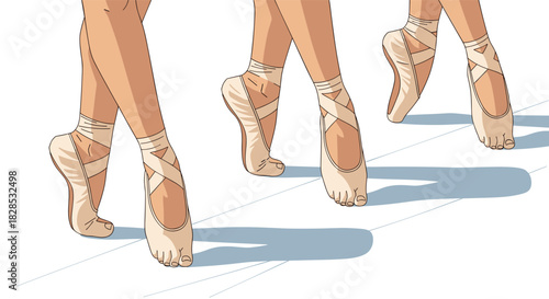 Graceful ballet dancers in pointe shoes showing elegant movement on stage