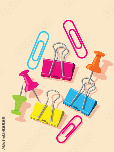 Vibrant Assortment of Colorful Office Supplies for Work and Creativity