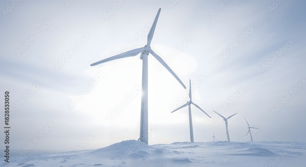 custom made wallpaper toronto digitalWind turbines in snowy landscape