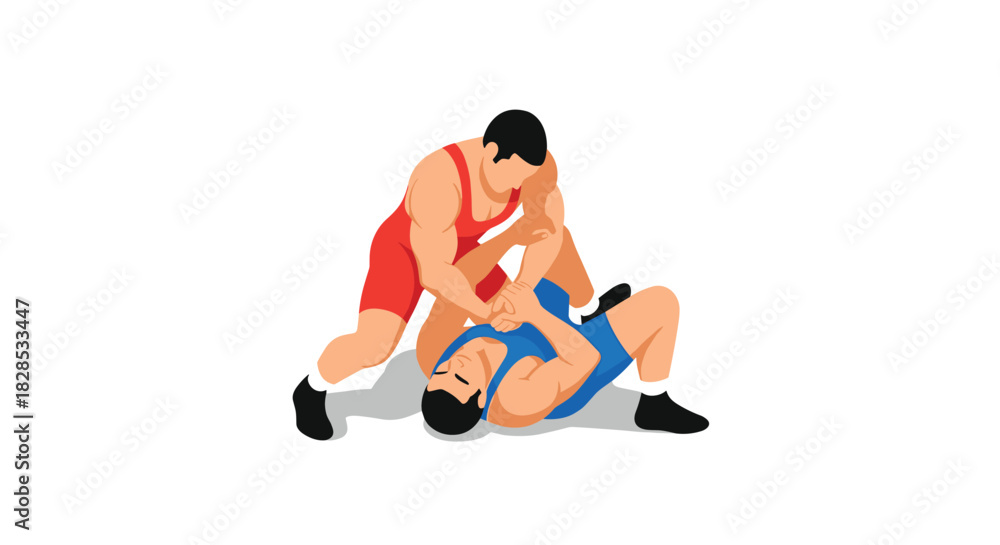 Obraz premium Wrestling match encounter in dynamic sportswear