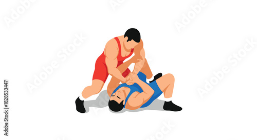 Wrestling match encounter in dynamic sportswear