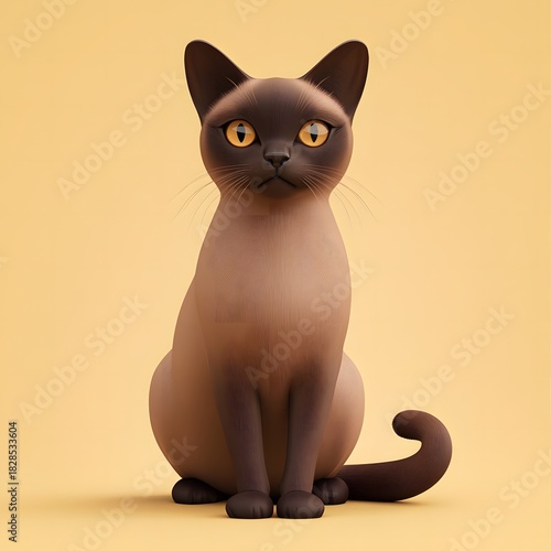 the image depicts a feline sitting upright with a smooth background