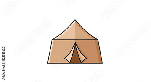 Simple canvas camping tent illustration with a triangular opening