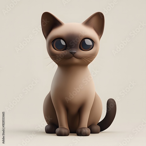 a cartoon styled feline figure sits squarely, facing forward