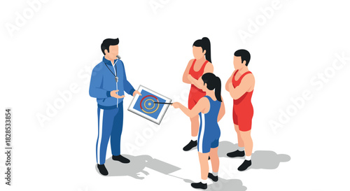 Isometric sports coach strategy with young athletes