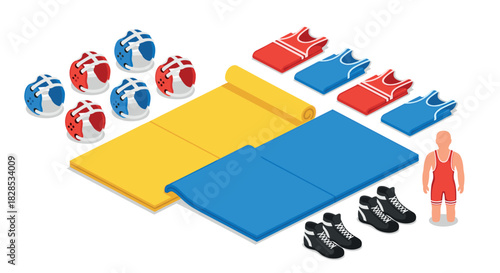 Sports gear and equipment for wrestling: apparel, protective gear, and mats