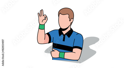 Faceless person giving ok gesture in casual outfit on white background