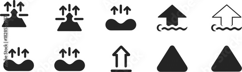Collection of vector icons representing mattress properties, breathability, air flow, memory foam, softness, and moisture wicking for product packaging design.