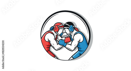 Colorful boxing match: athletic competition and sportsmanship
