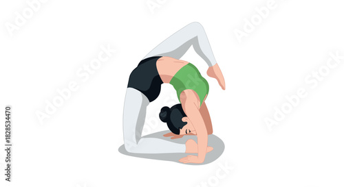 Elegant woman in yoga pose on white background