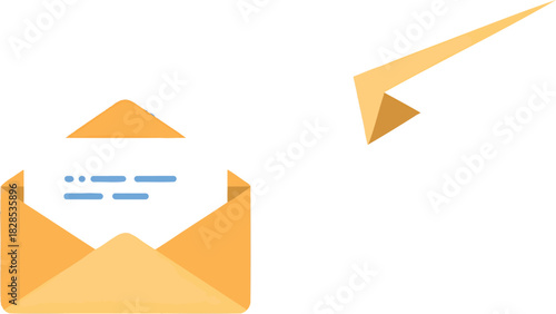 Icon Marketing Email Theme Flat Paper Leaving Plane Design Envelope