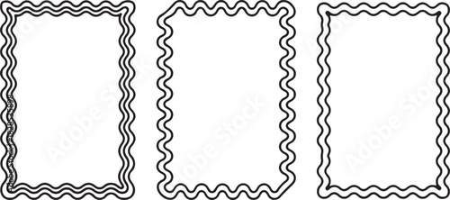 Three wavy border frames isolated on, perfect for adding a touch of whimsy to your photos or designs with a unique style