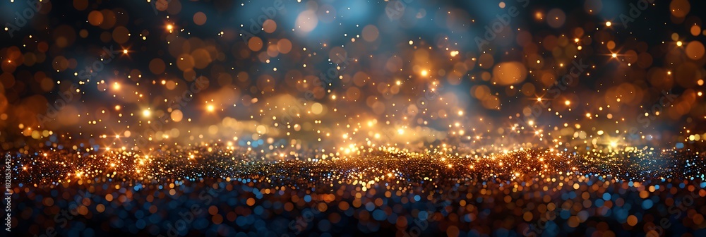 Obraz premium Panoramic Bokeh Lights of a Crowd at a Festive Event Celebration