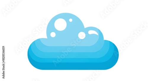 Stylized blue cloud with reflective highlights, representing technology and weather
