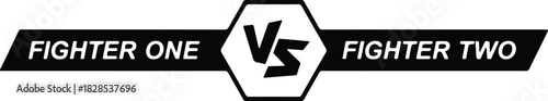 A versus sign with fighter one and fighter two isolated on for a boxing or fighting match competition