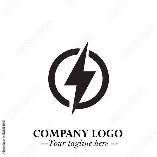Sleek Electrical Logo Symbol on a Clean White Background for Modern Branding Design Elements Art