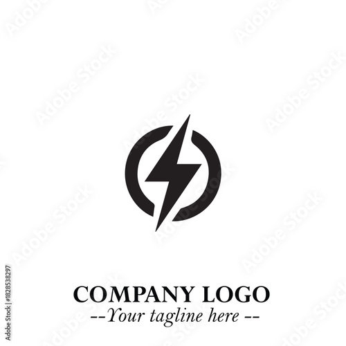 Sleek Electrical Logo Symbol on a Clean White Background for Modern Branding Design Elements Art