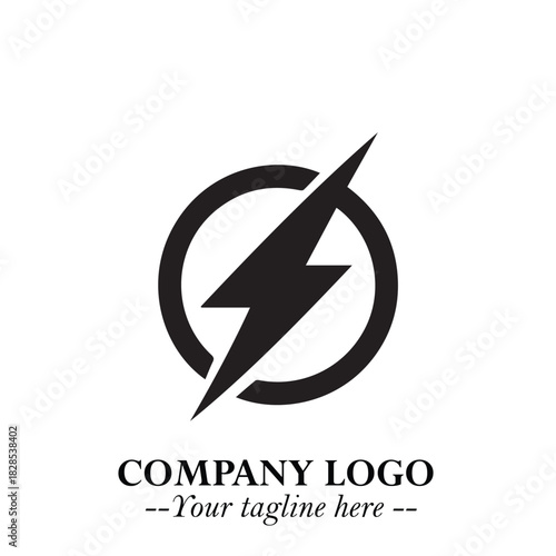 Sleek Electrical Logo Symbol on a Clean White Background for Modern Branding Design Elements Art