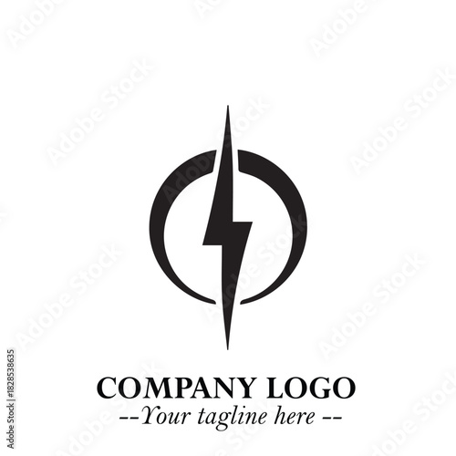 Sleek Electrical Logo Symbol on a Clean White Background for Modern Branding Design Elements Art
