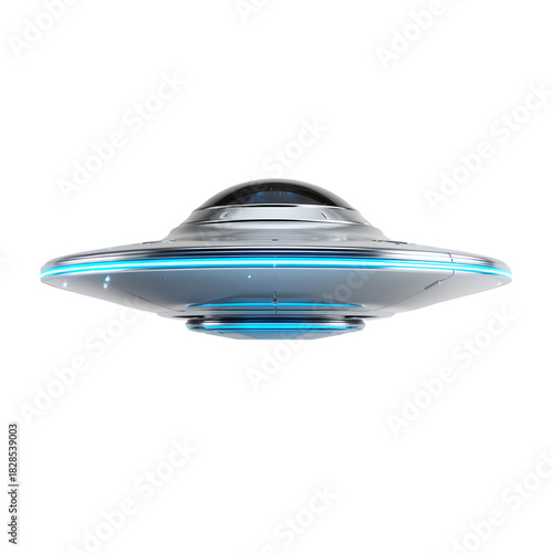 Red luxury speedboat yacht with a flying UFO above it, isolated vector illustration on a white background