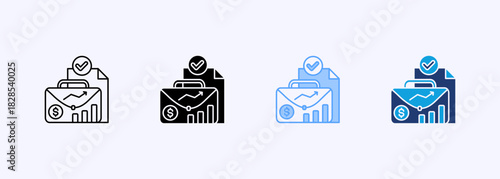 Business Portfolio Icon Set Multiple Style Collection Element For Design