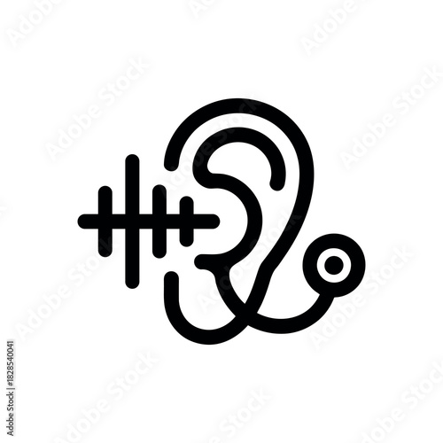 Hearing Test Icon Design with Sound Wave on Transparent Background