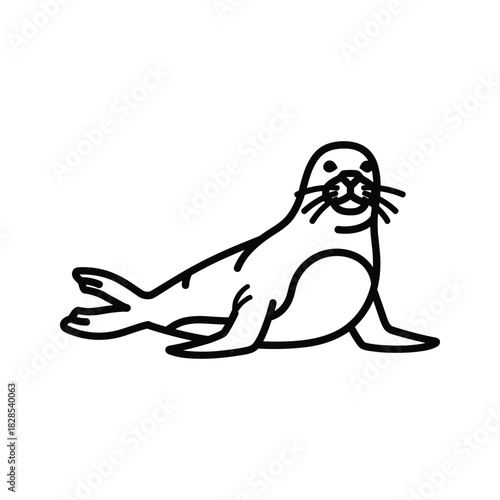 Cute seal resting isolated on, a charming marine mammal with whiskers and flippers