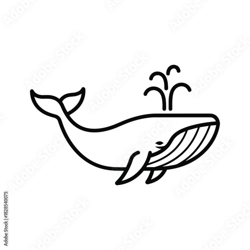 Illustration of a whale spouting water, isolated on, perfect for marine life and ocean themes
