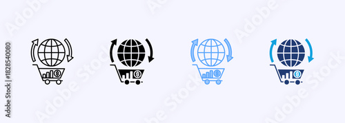 Global Market Expansion Icon Set Multiple Style Collection Element For Design