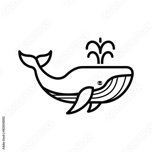 Illustration of a whale spouting water isolated on, a simple and clean design for various applications