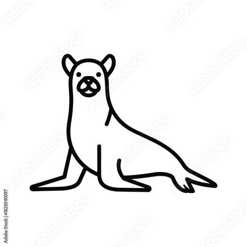 Cute sea lion sitting isolated on, a charming illustration of a marine mammal in simple style