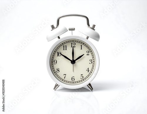 Wallpaper Mural White alarm clock, showing 1000, with a circular clock face on a white background Torontodigital.ca
