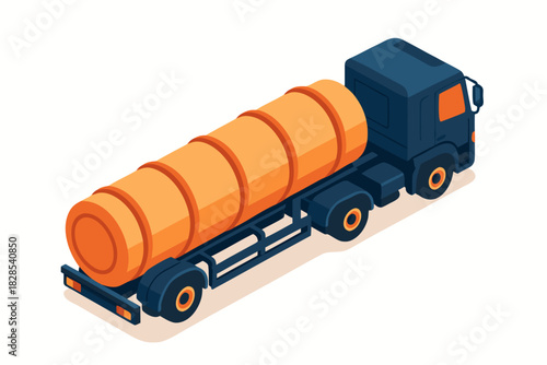 Modern isometric fuel truck illustration ready for your industrial projects and designs with clean, bold lines