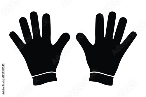 safety gloves vector silhouette, rubber hand gloves silhouette