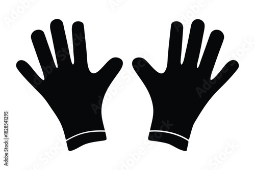 safety gloves vector silhouette, rubber hand gloves silhouette