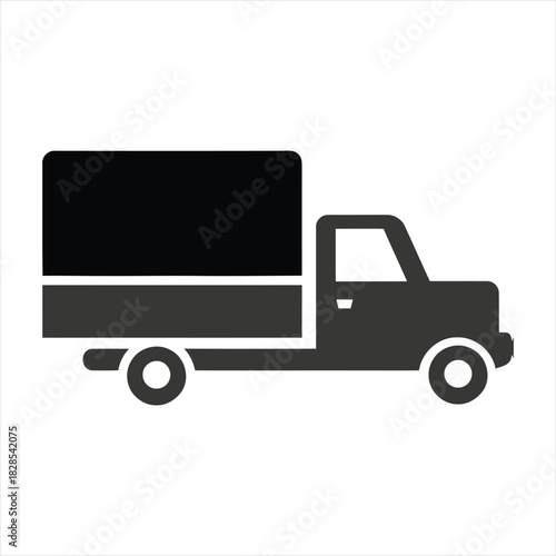 Delivery Truck Icon, Graphic Design, Urban Environment, Simplified Viewpoint
