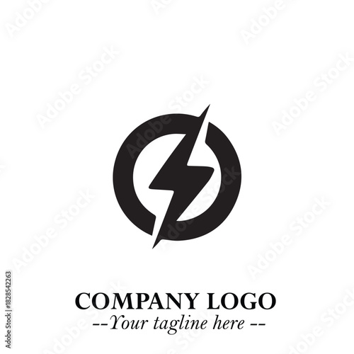 Sleek Electrical Logo Symbol on a Clean White Background for Modern Branding Design Elements Art