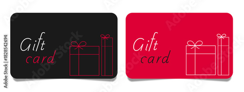 Design gift cards with a box in line style,loyalty card, incentive gift, collect bonus