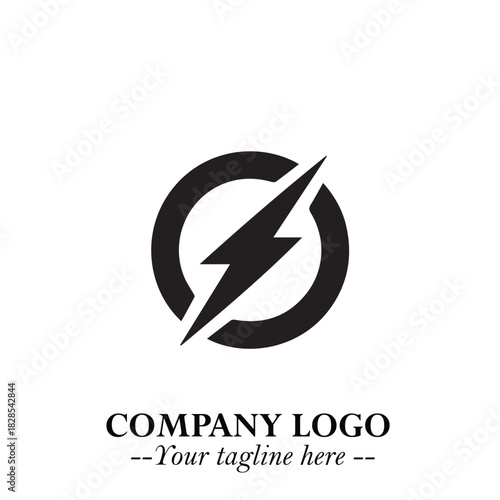 Sleek Electrical Logo Symbol on a Clean White Background for Modern Branding Design Elements Art