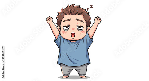 Cute Kawaii Chibi People Character Vector with Emotional Expressions