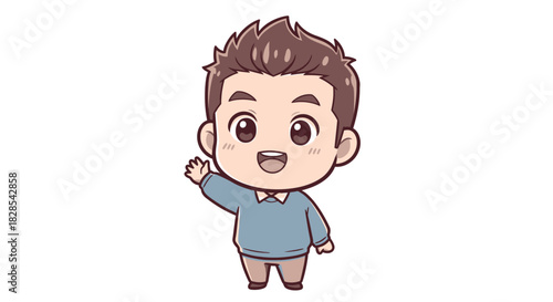 Cute Kawaii Chibi People Character Vector with Emotional Expressions