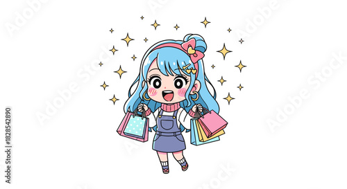 Cute Kawaii Chibi People Character Vector with Emotional Expressions