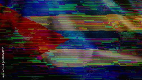 Obraz na plátně Cuba flag and digital technology illustration