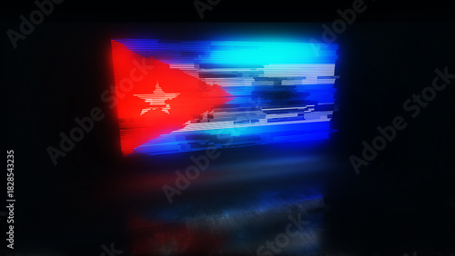 Obraz na plátně Cuba flag and digital technology illustration