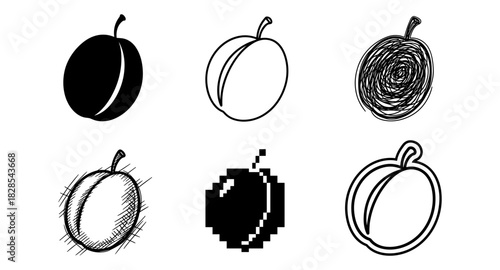 Creative plum designs: artistic variations in black and white styles