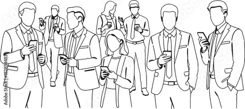 Diverse group of people interacting and collaborating in a modern stylized design