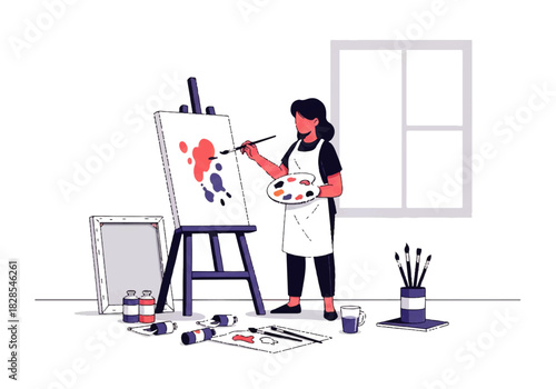 Artistic Expression: An artist brings a canvas to life with passion, the scene a testament to the beauty of creation, and a window to the soul. 