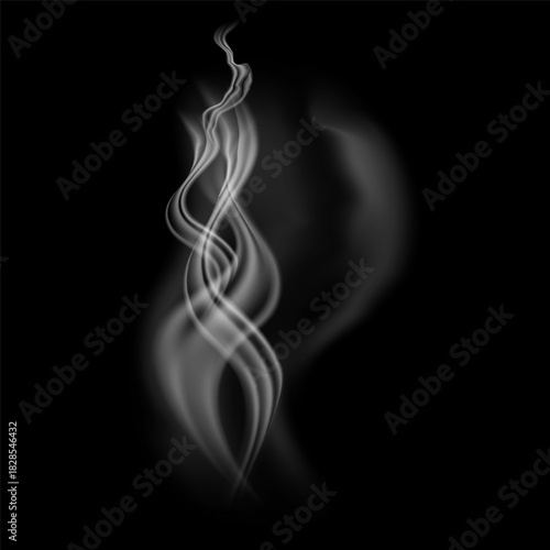 A stream of vector smoke on a black background