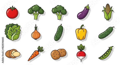 set of vegetables isolated